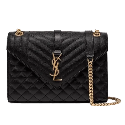 Saint Laurent Envelope Medium Bag Grain de Poudre Black
