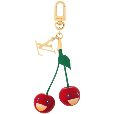 LV x TM Cherry Bag Charm Gold-tone Metal
