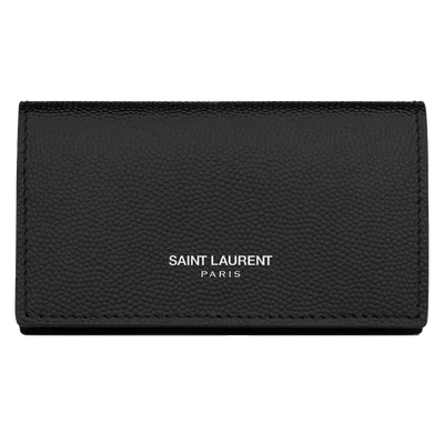 Saint Laurent logo-print leather key holder
