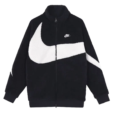 Nike Big Swoosh Reversible Boa Jacket Black Sail
