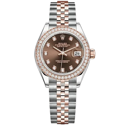 Rolex Lady-Date Chocolate Dial Diamond-Set Dial And Bezel 28mm