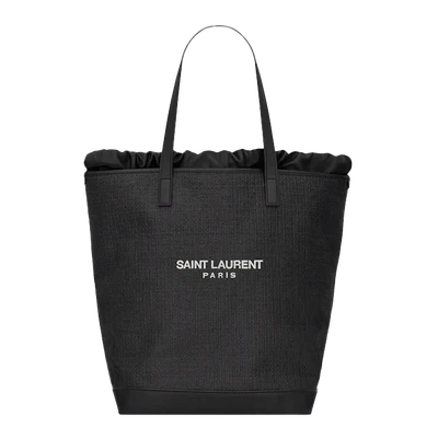 Saint Laurent Teddy Shopping Bag Raffia Black