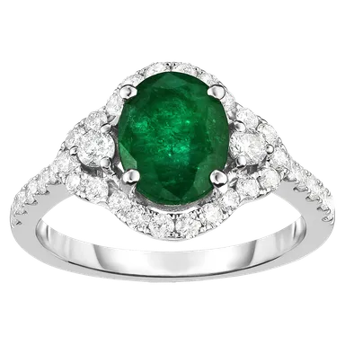 Ladies Diamond Ring with Emerald 1.71 Carats