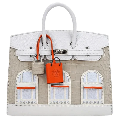 Hermes Birkin Faubourg 20 Sellier Neige White Alligator Bag