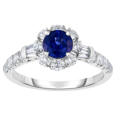 Ladies Diamond Ring with Sapphire 0.64 Carats