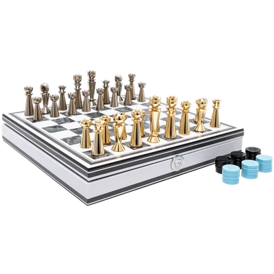 Versace Barocco-print wood chess set (41cm x 41cm)