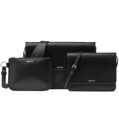 Versace logo-appliqué leather shoulder bag
