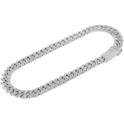 19mm Raised Baguette Diamond Cuban Link Necklace
