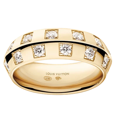 Le Damier de Louis Vuitton Large Ring, Yellow Gold and Diamonds