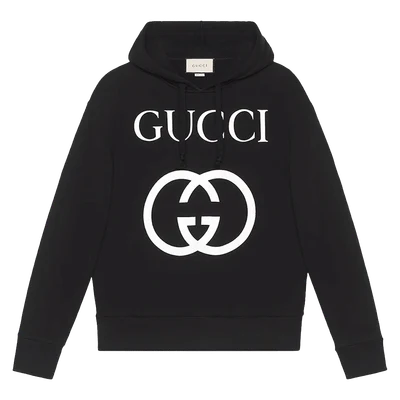 Gucci Interlocking G Oversize Fit Hoodie Black/White