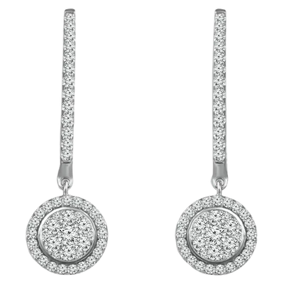 14 Karat White Gold Ladies Diamond Earrings 0.62 Carats