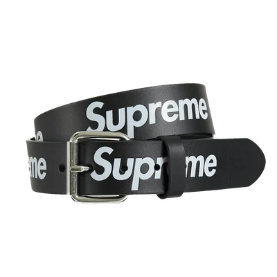 Supreme Repeat Leather Belt Black