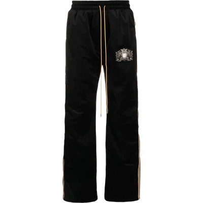 RHUDE crest-embroidered velvet track pants