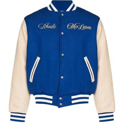 RHUDE x McLaren varsity bomber jacket