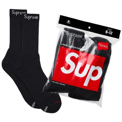 Supreme Hanes Socks (4 Pack) Black