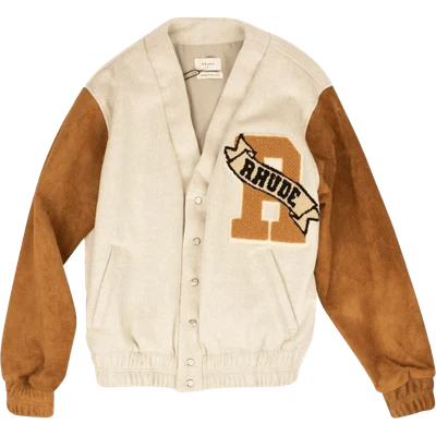 RHUDE "Beige/Tan" suede bomber jacket