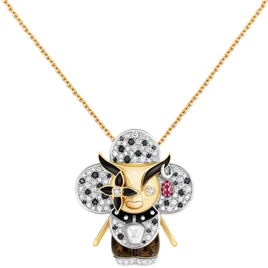 Vivienne Ox Pendant, 3 Golds, Lacquer, Diamonds & Colored Gemstones