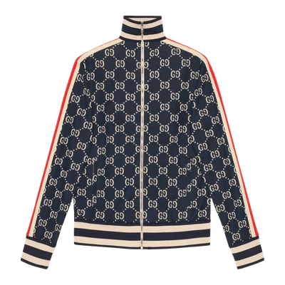 Gucci GG Jacquard Cotton Jacket Blue/Ivory