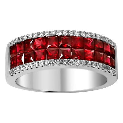 Ladies Diamond Ring with Rubies 2.00 Carats