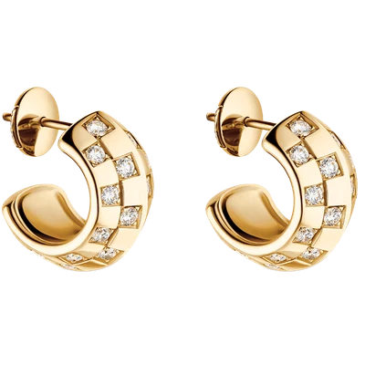 Le Damier de Louis Vuitton Double Hoops, Yellow Gold and Diamonds