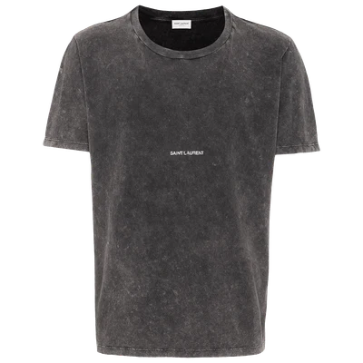 Saint Laurent logo-print distressed-effect T-shirt
