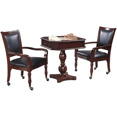 Fortress Chess, Checkers & Backgammon Pedestal Game Table & Chairs Set