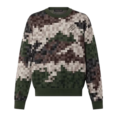 Louis Vuitton Damier Damoflage Cotton Jacquard Pullover Green Damoflage Damier