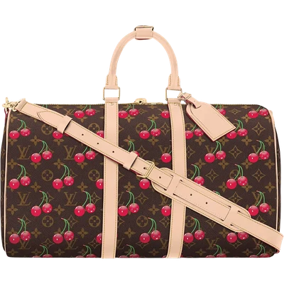 LV x TM Cherry Keepall Bandouliere 45 Brown Monogram
