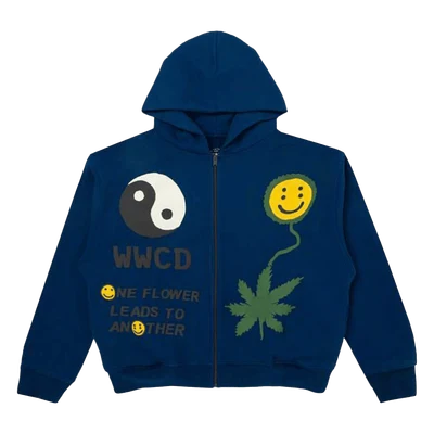 Cactus Plant Flea Market Earth First Zip Hooded Sweatshirt Blue