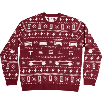 Tesla Model X-mas Sweater Merlot