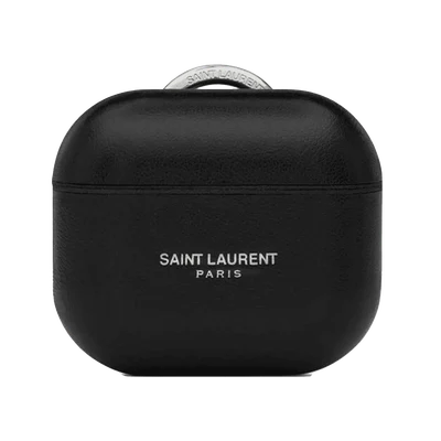 Saint Laurent logo-print leather airpods case