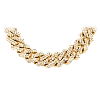 14MM Raised Miami Cuban Diamond Necklace 14k Solid Gold 28.25ctw