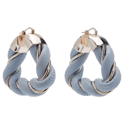Bottega Veneta Twist Triangle Creoles Earrings Blue/Silver