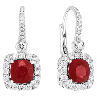 Ladies Ruby and Diamond Earrings 2.49 Carats Rubies