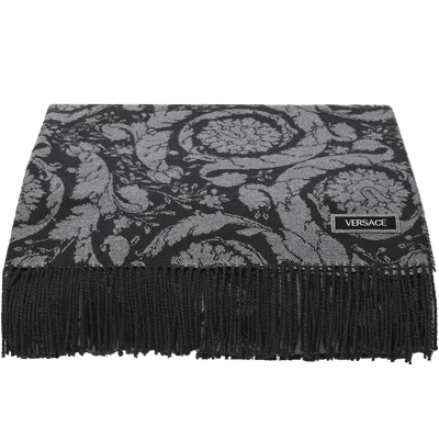 Versace Barocco fringed cashmere blanket (188cm x 146cm)