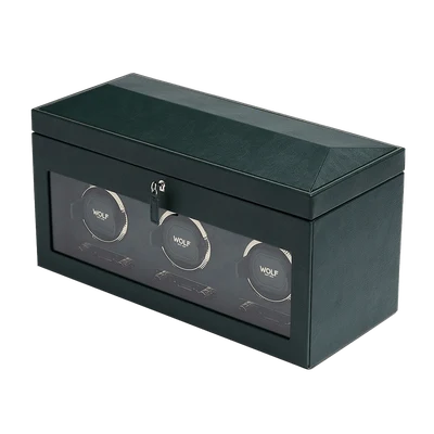 WOLF British Racing Triple Watch Winder With Storage