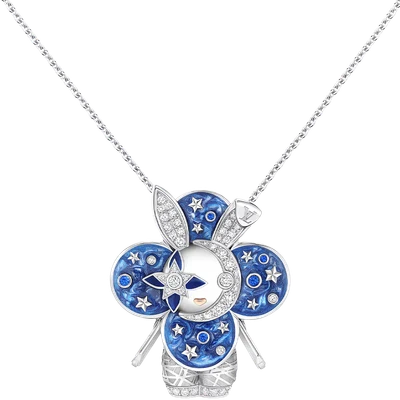 Vivienne Rabbit Pendant, White Gold, Lacquer, Diamonds & Colored Gemstones