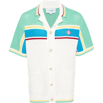 Casablanca striped crochet-knit shirt