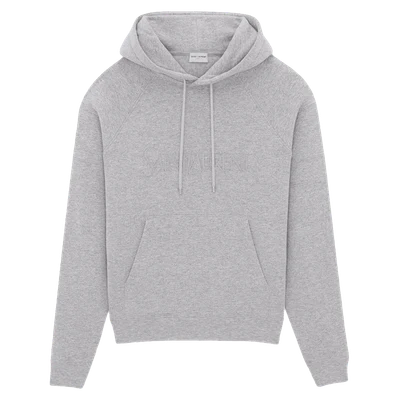 Saint Laurent Logo Embroidered Hoodie Grey