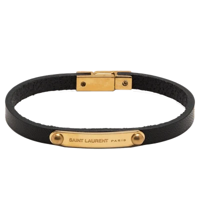 Saint Laurent leather logo-plaque bracelet