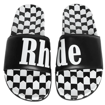 RHUDE logo-print leather slides