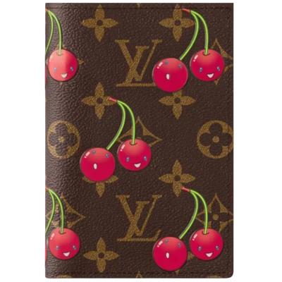 LV x TM Cherry Passport Cover Brown Monogram