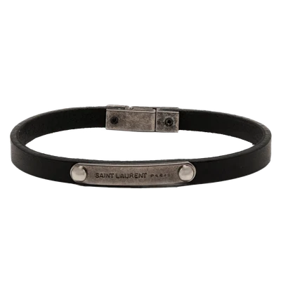 Saint Laurent ID Plaque leather bracelet