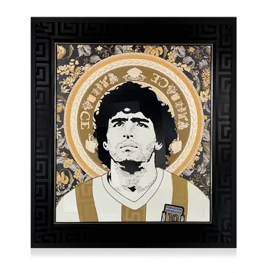 Diego Maradona Versace Home Framed Artwork: Diamond