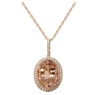 Ladies Diamond Necklace with Morganite 20.64 Carats