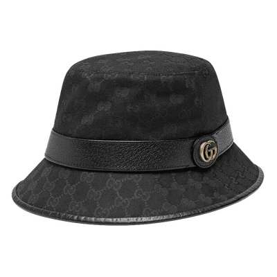 GG Canvas Bucket Hat with Double G Black