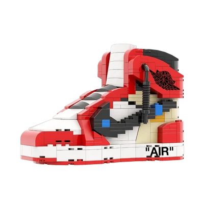 "AJ1 Off White Chicago" Sneaker Bricks with Mini Figure