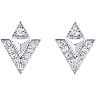 Pure V Earrings, White Gold and Diamonds