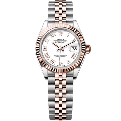 Rolex Lady Datejust Rose Gold Two Tone White Dial 28mm