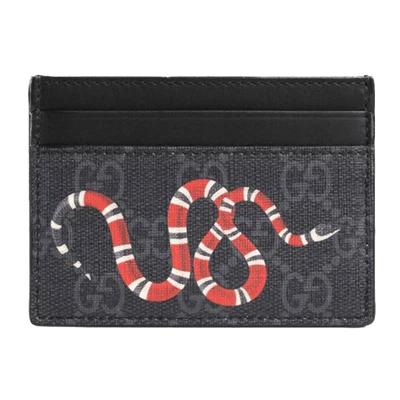 Gucci Card Case GG Supreme Kingsnake Print Black/Grey